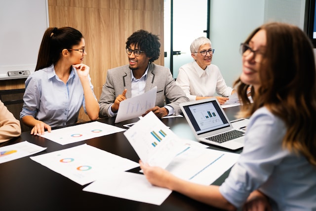 business team creates a work plan