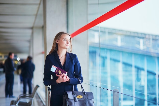 girl walking through the airport
