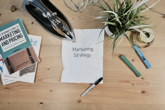 white-printing-paper-with-marketing-strategy-text